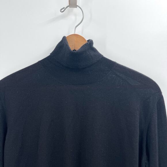 Bergdorf Goodman Black Cashmere Silk Turtleneck Sweater Womens Large - Picture 2 of 6
